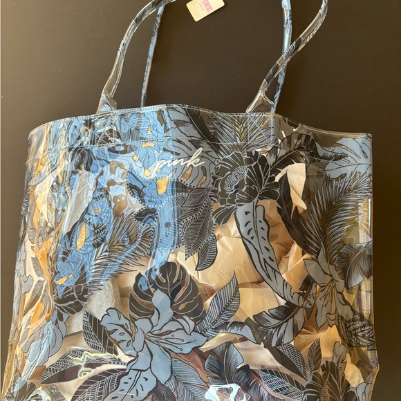 New Pink Victoria’s Secret Large PVC Tote with Interior Pouch - Picture 4 of 6